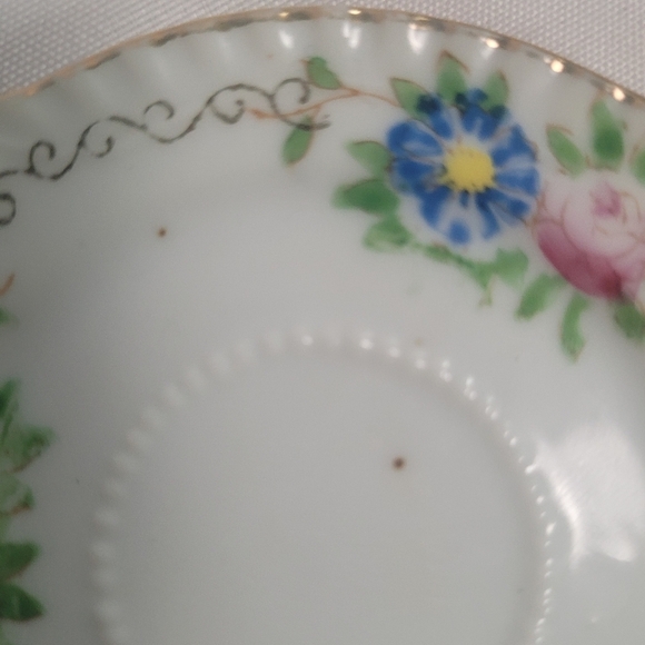 VTG Porcelain Mini Cup & Saucer Set Parrot Handle Hand Painted Japan - Picture 7 of 10